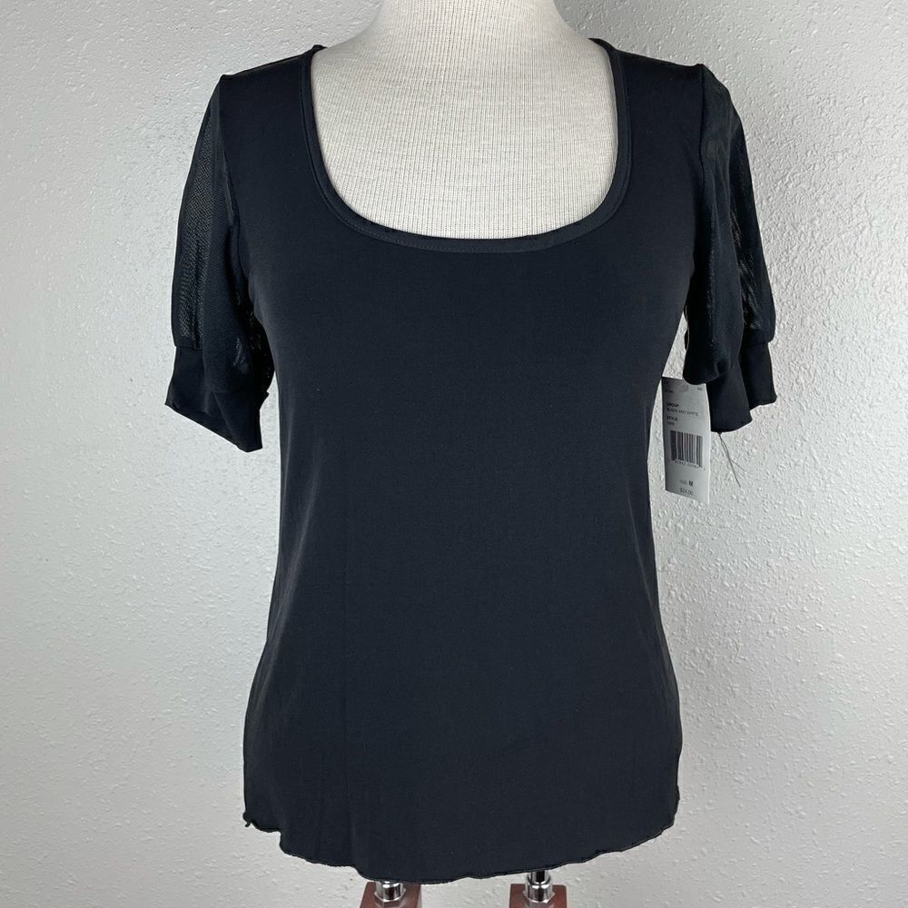 NWT Luciano Dante Black Short Sleeve Top Size M